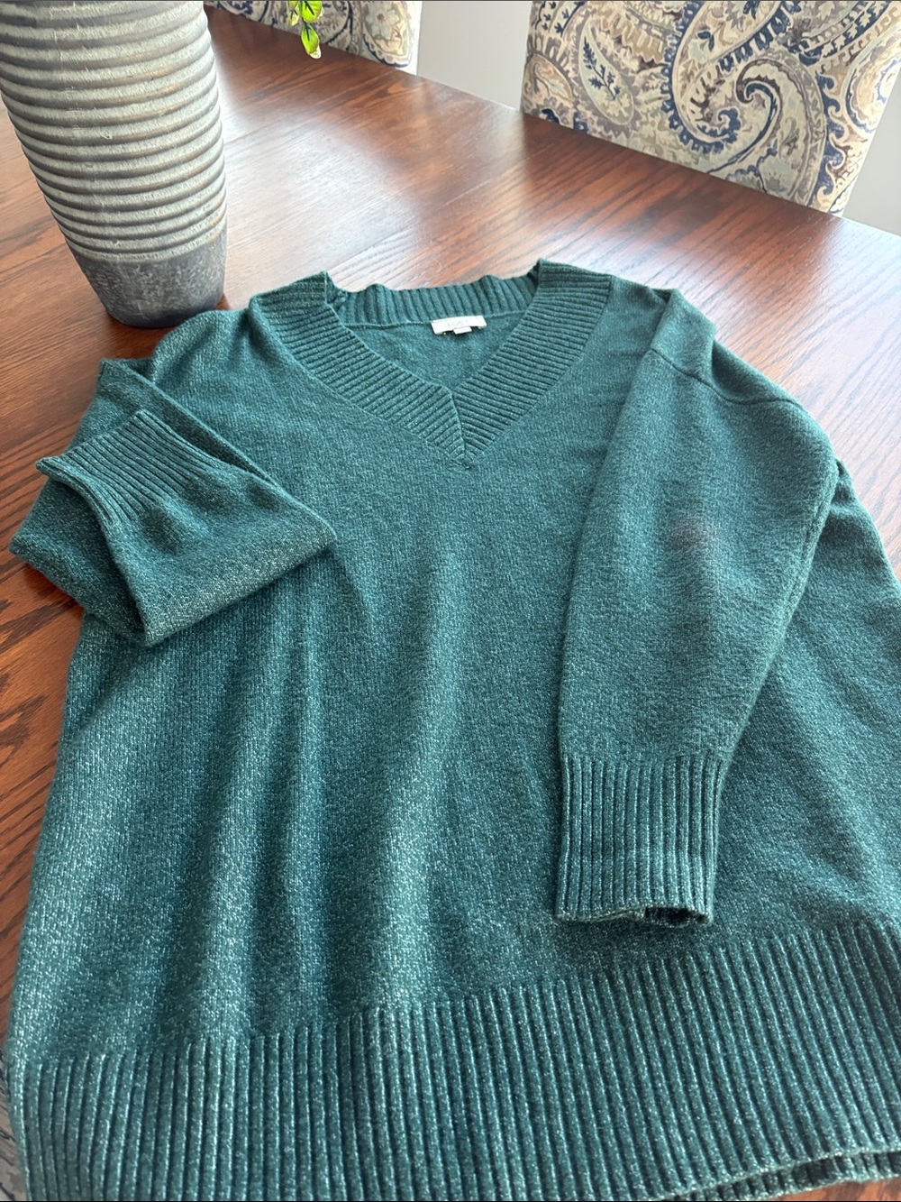Women’s Loft Deep Green V-Neck Sweater